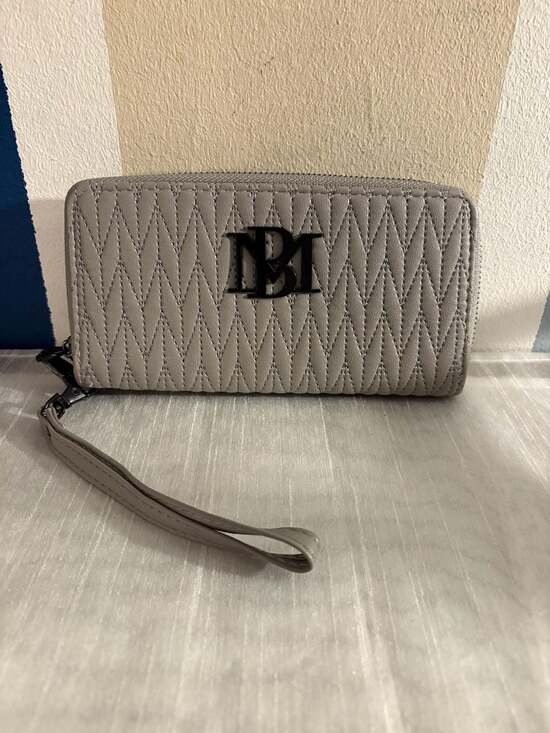 Badgley Mischka Handbags - Badgley Mischka Gray Quilted Vegan Leather Continental Wallet with Cell Phone Po
